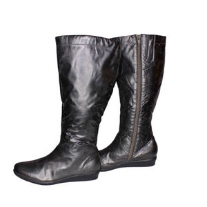 Andrew Gellar Waive Boots Metallic Charcoal Grey Vegan Faux Fur Mid Calf 8.5
